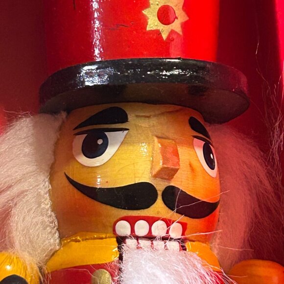 Vintage Wooden Nutcracker Soldier Figure 9.5” Hand-Painted Christmas Decor China - Picture 7 of 9